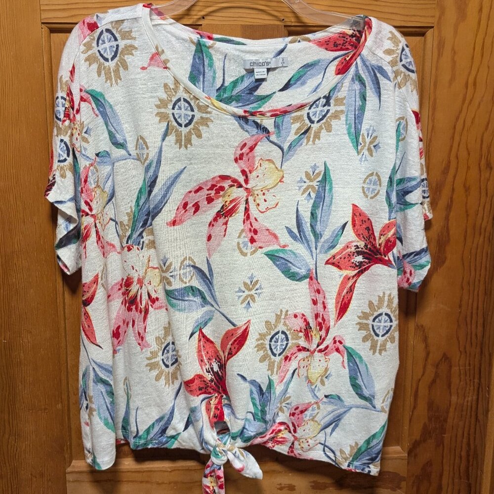 Chico's Linen Tie-front Top